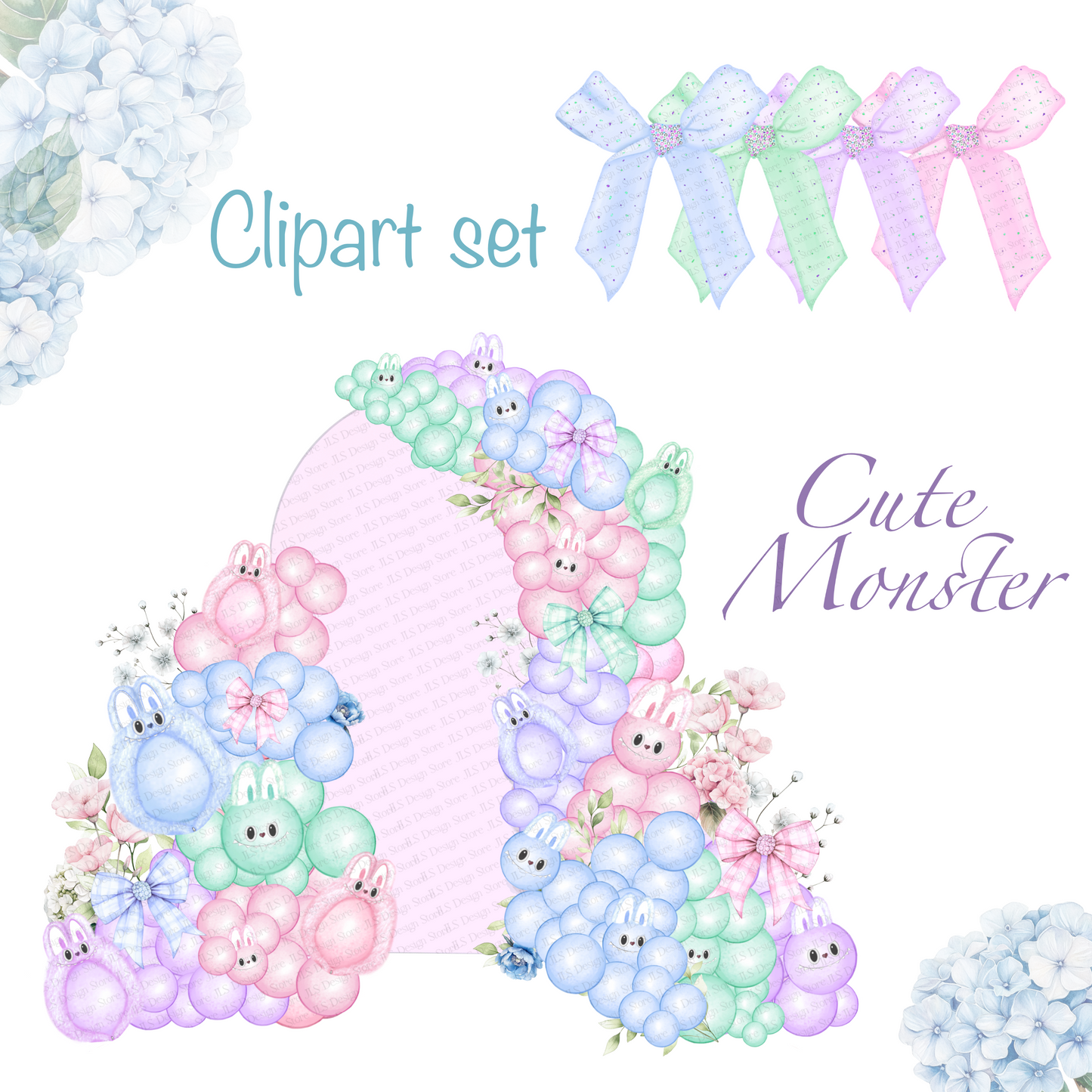 Cute monster clipart set