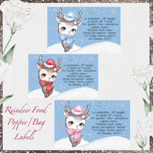 Reindeer food popper/bag label