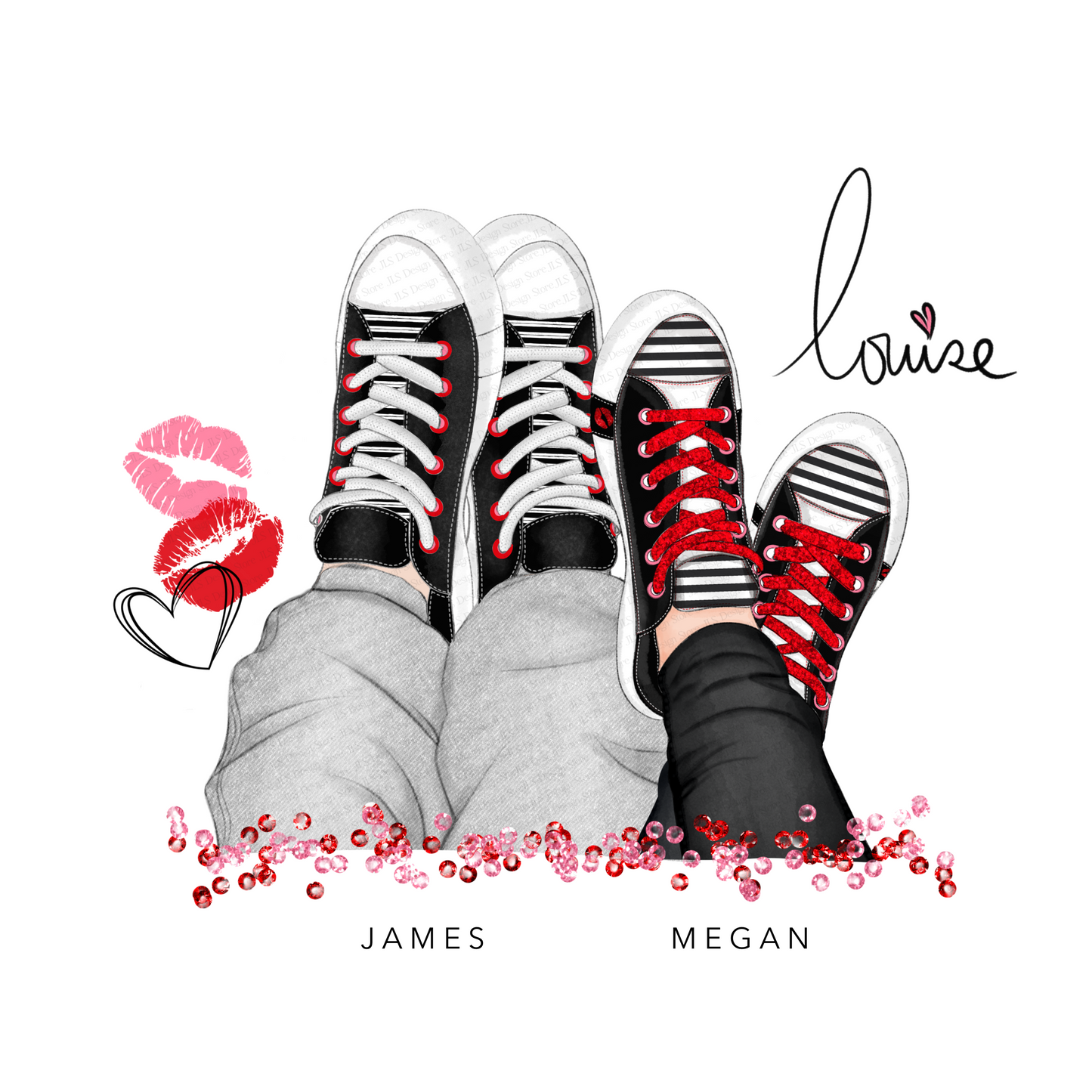 Sneaker Family Black,Red &Pink