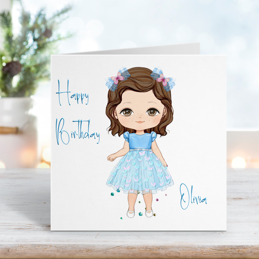Olivia The Toddler in Blue and Pink Butterfly Dress