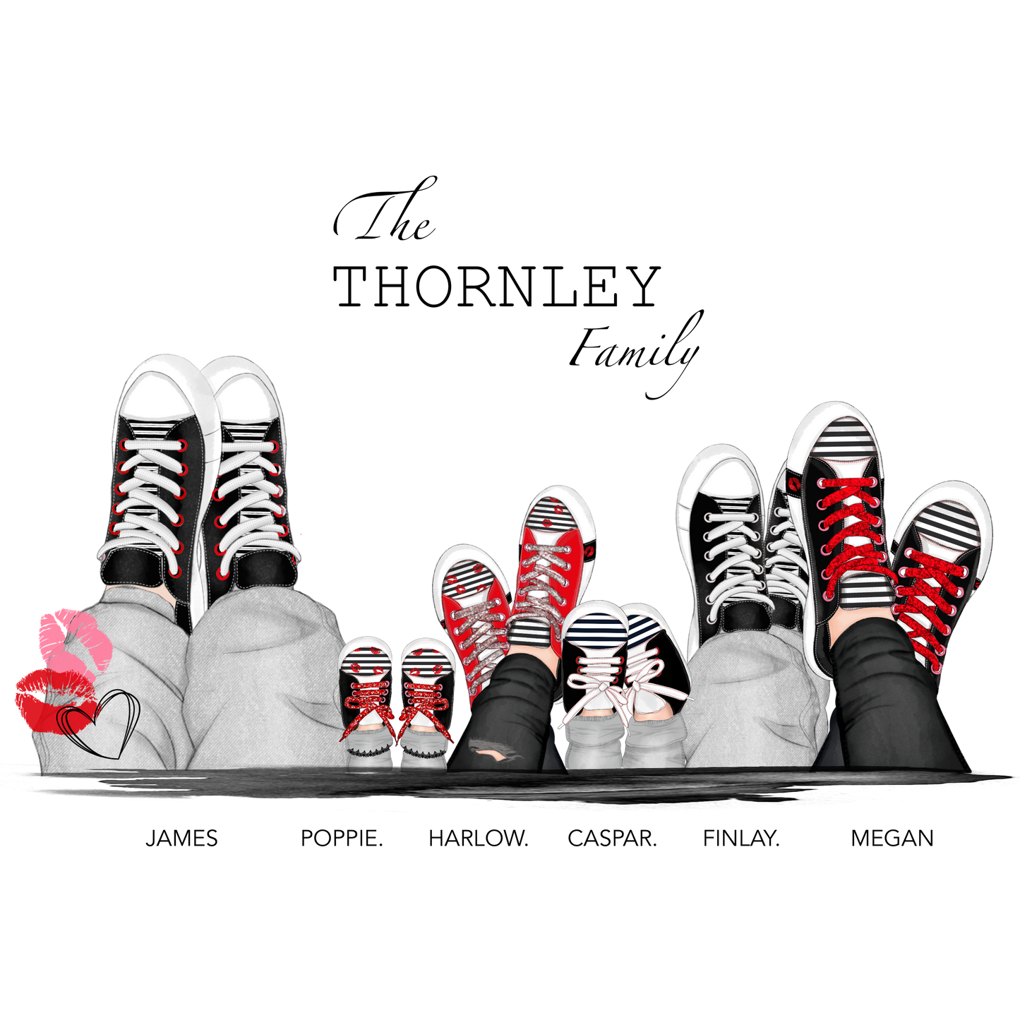Sneaker Family Black,Red &Pink
