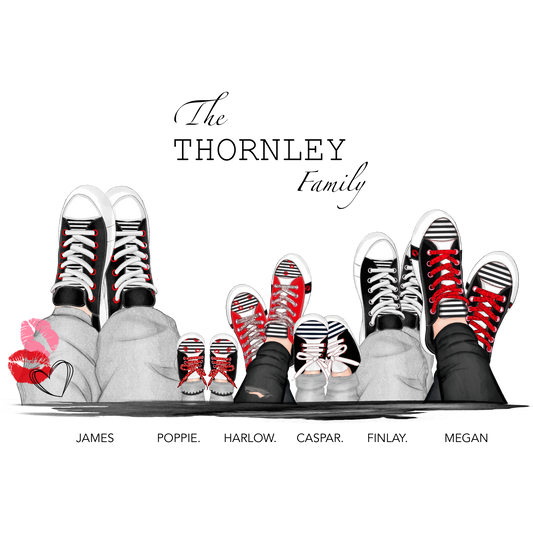 Sneaker Family Black,Red &Pink
