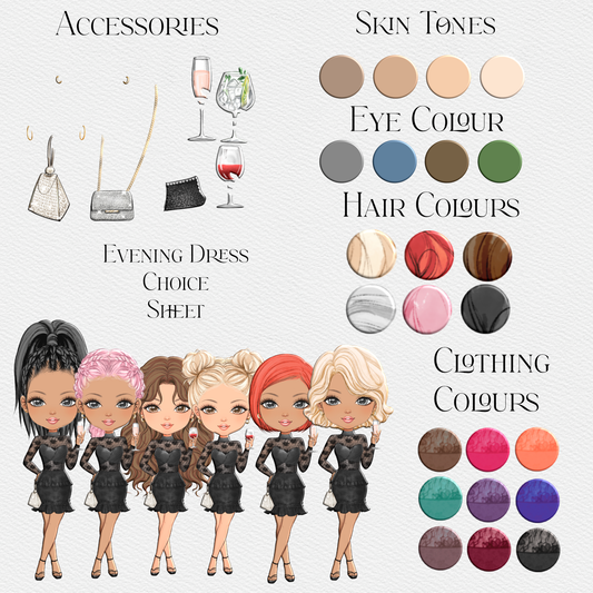 Girl One Evening Dress 01 Clipart Set