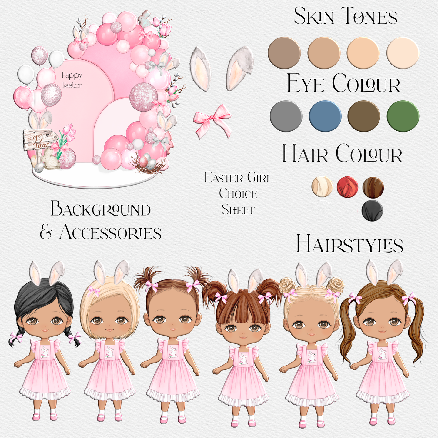 Easter Girl Pink Dress Clipart