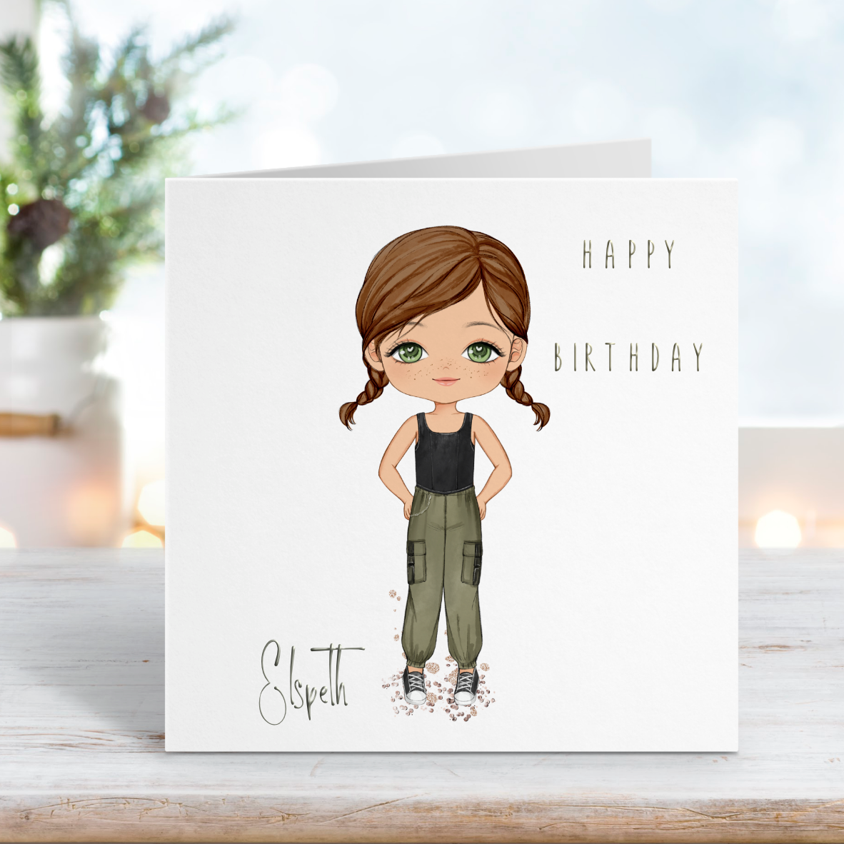 Elspeth in combats and black vest top