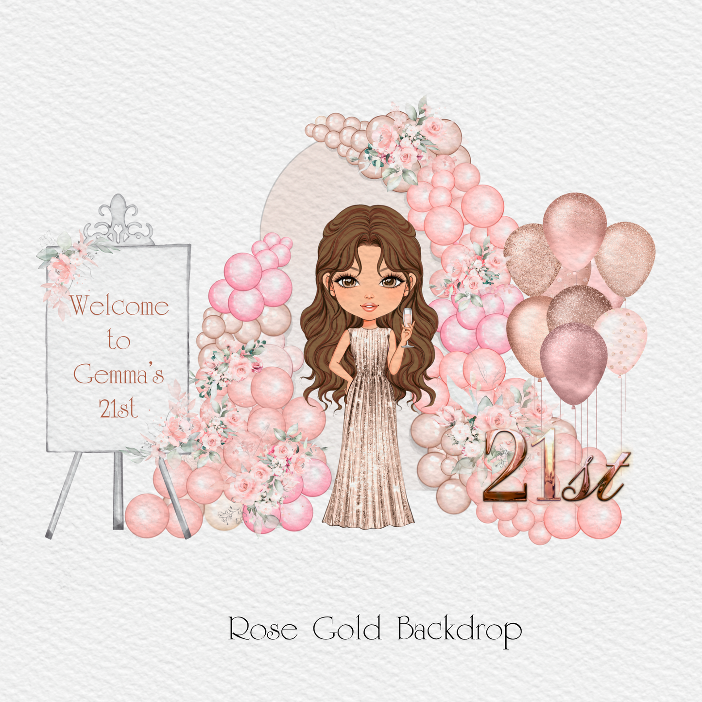Rose gold Balloon Backdrop (only) Clipart