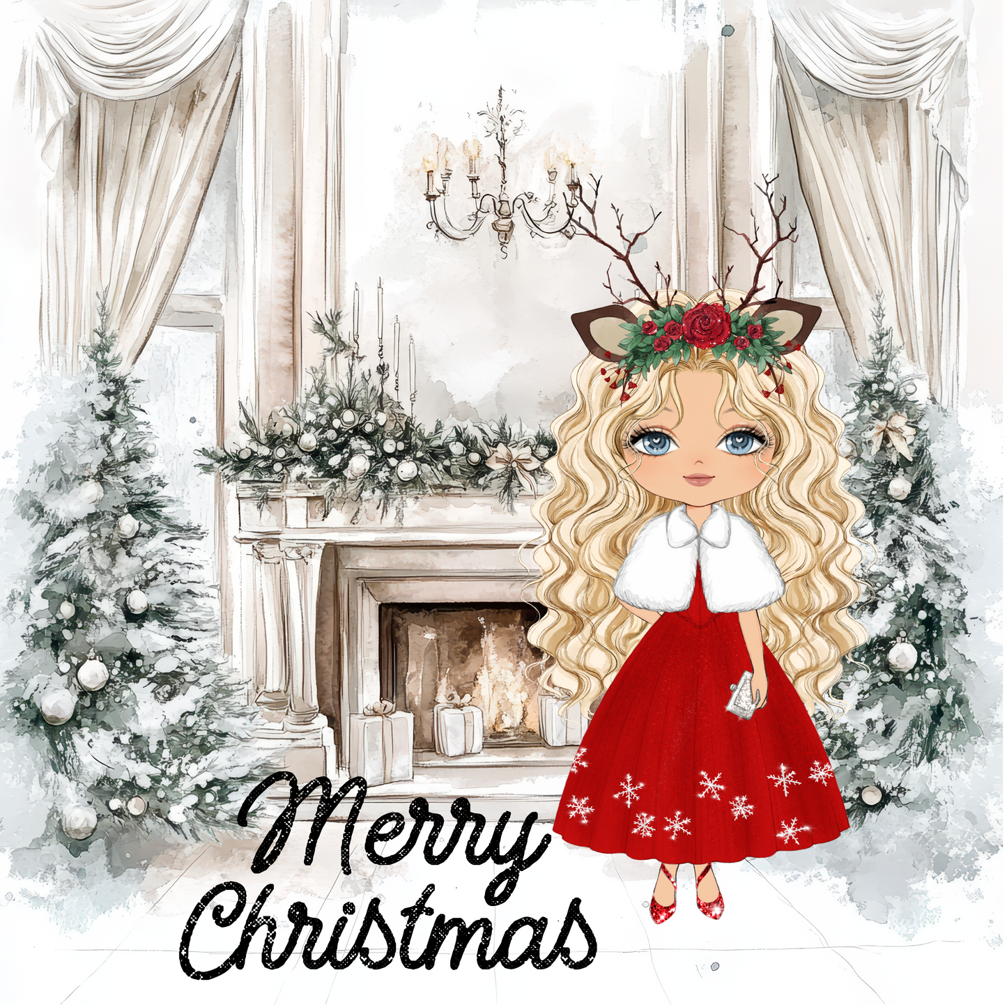 Red and White Christmas Girl