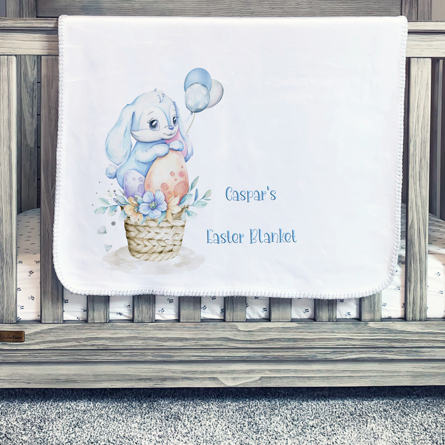 Bunny In Basket Blue