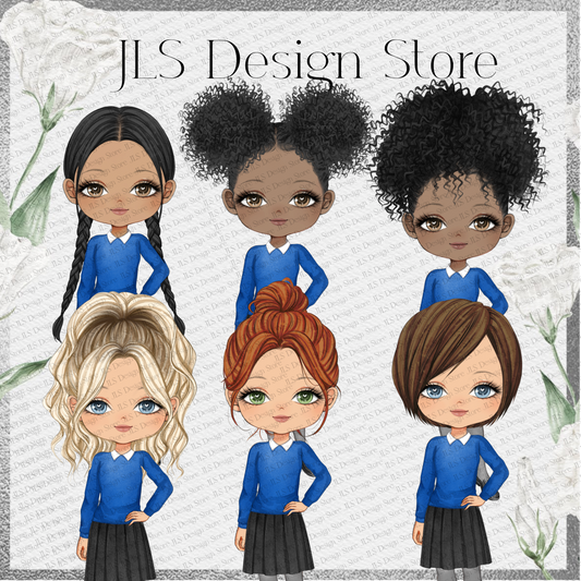 Older School Girl Blue