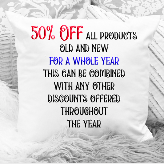 50% off all year draw