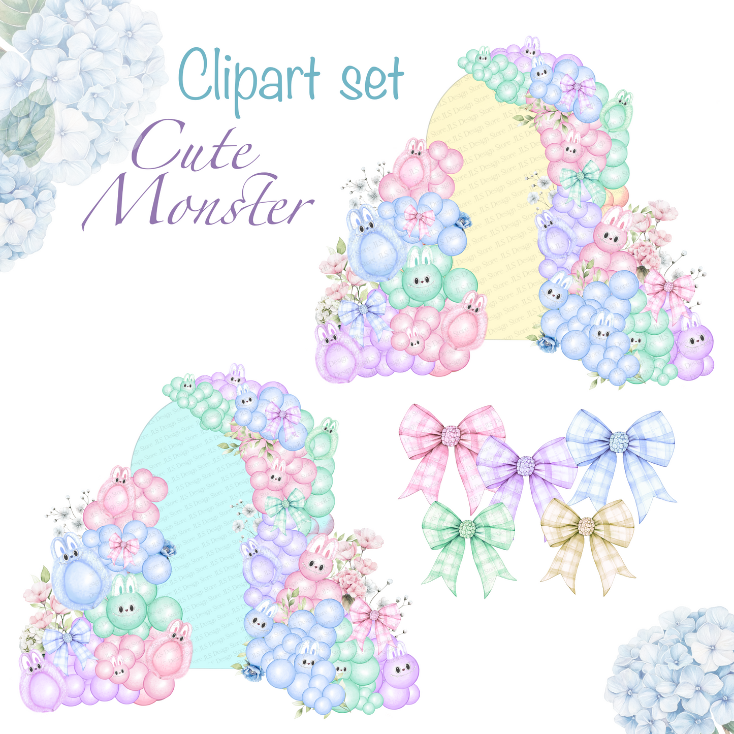 Cute monster clipart set