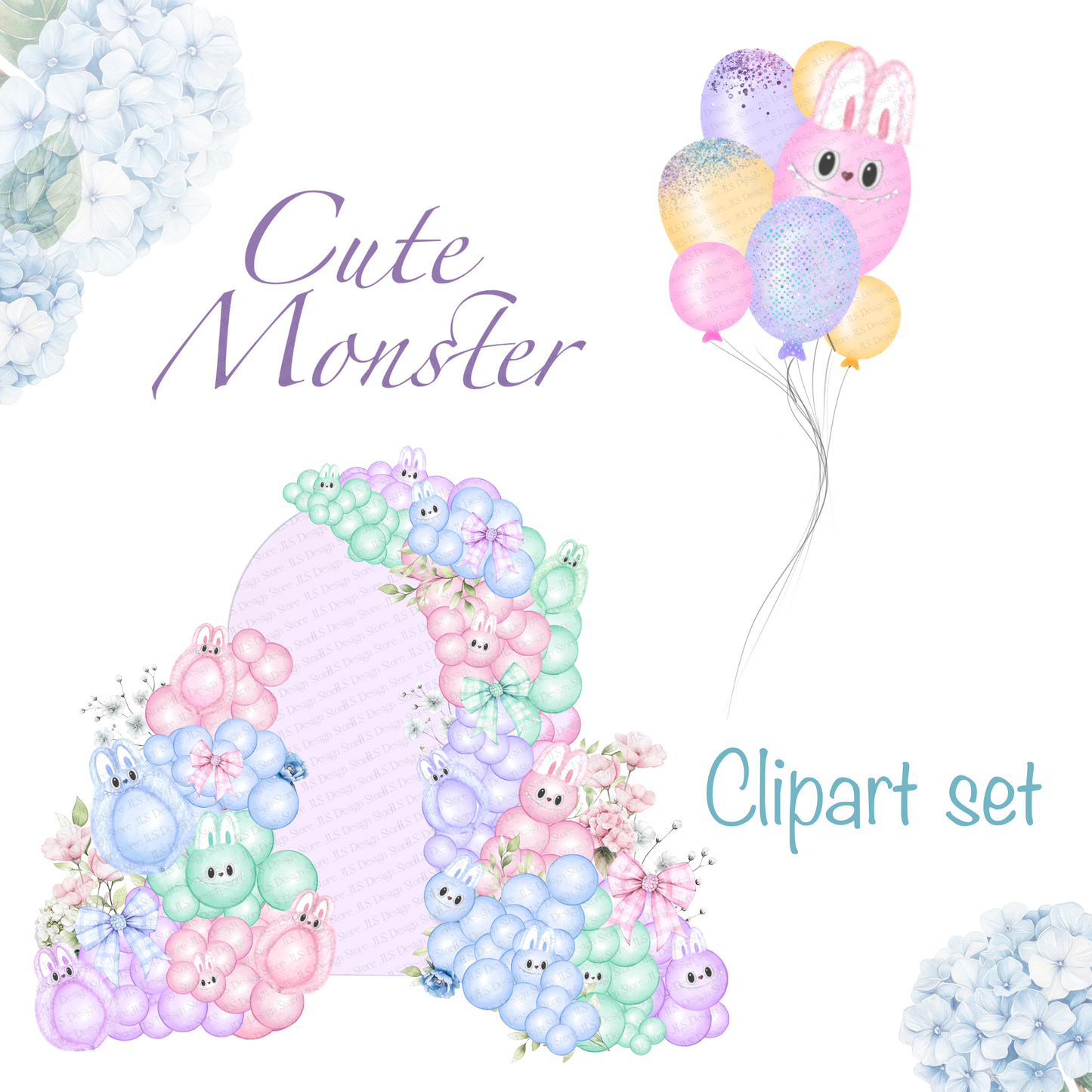Cute monster clipart set