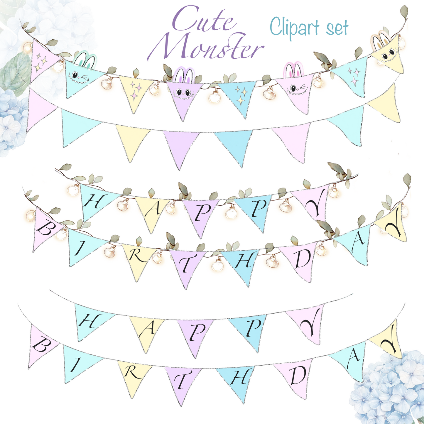Cute monster clipart set