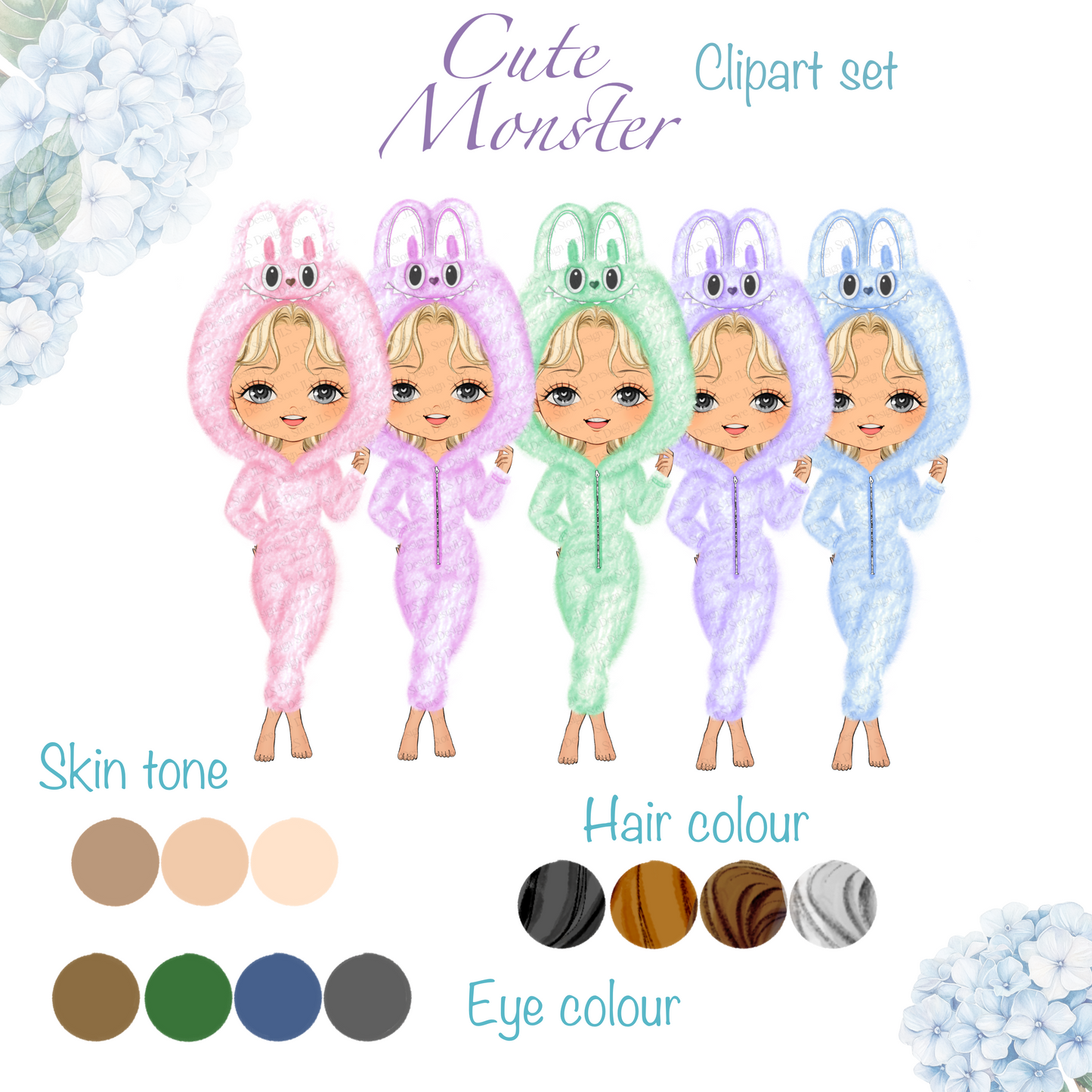 Cute monster clipart set