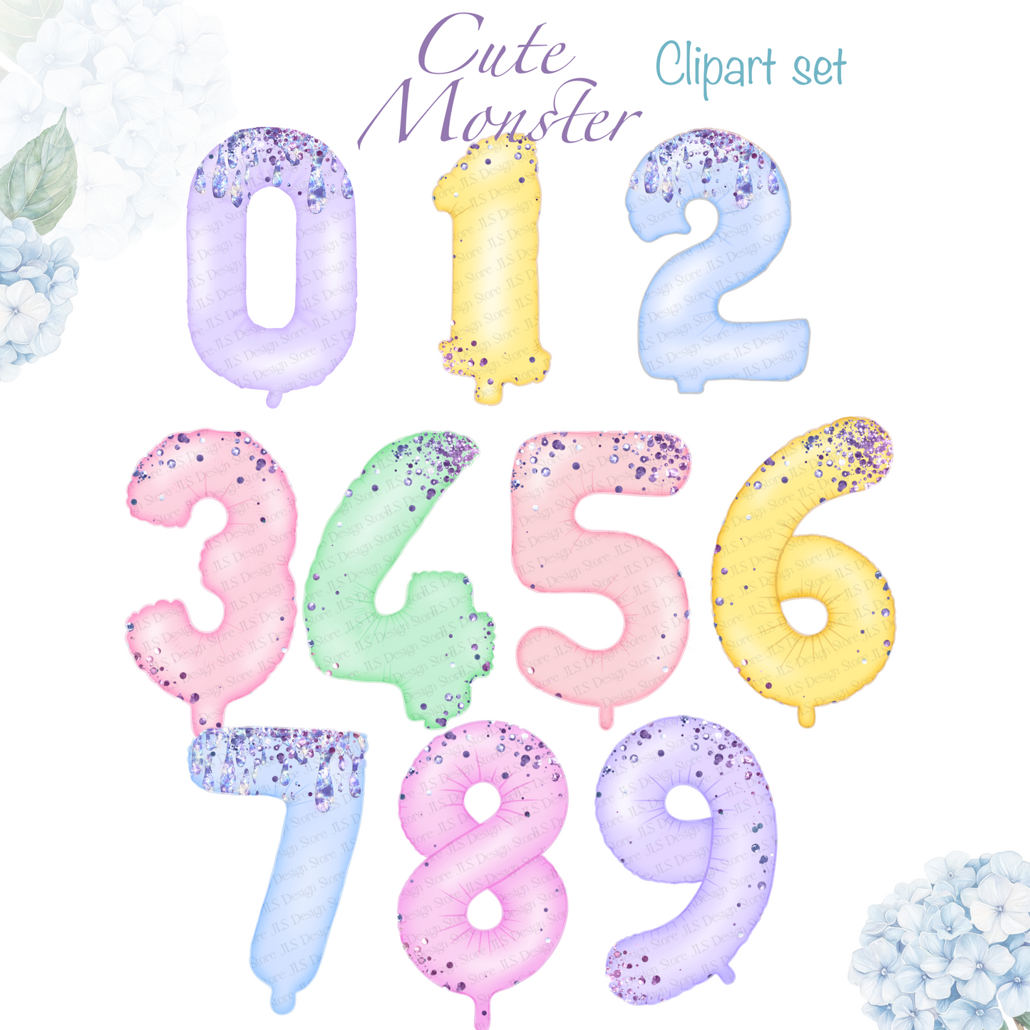 Cute monster clipart set