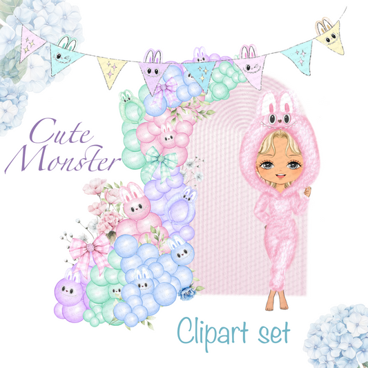 Cute monster clipart set