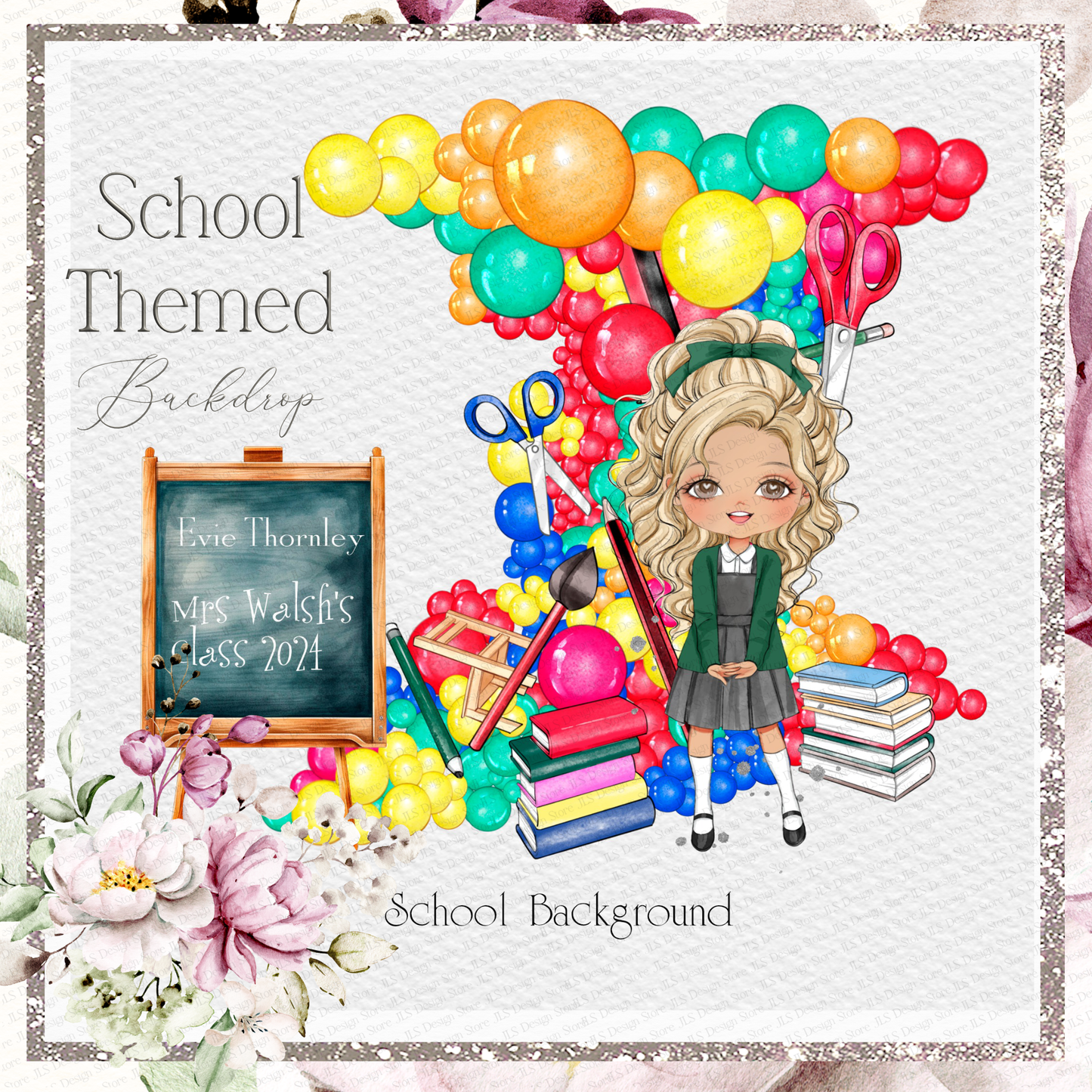 School Balloon Backdrop (only) Clipart