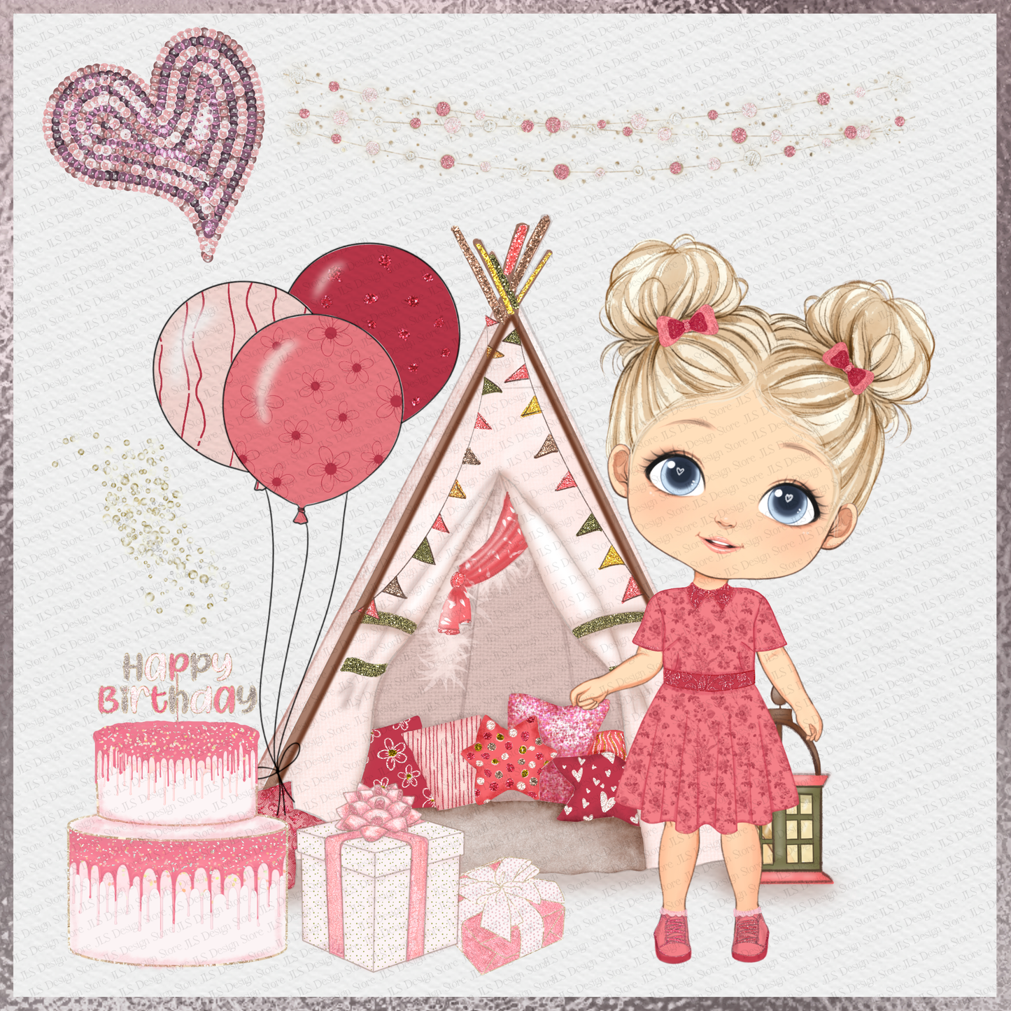 Girl Pink Clipart Set