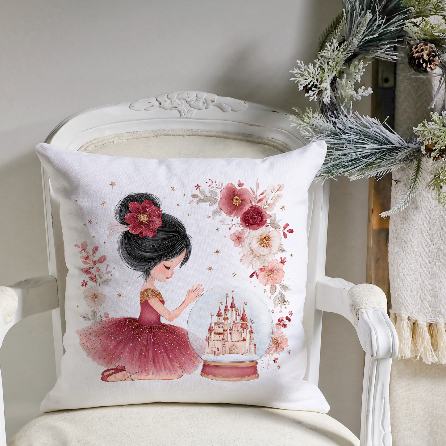 burgundy and gold ballerina snowglobe