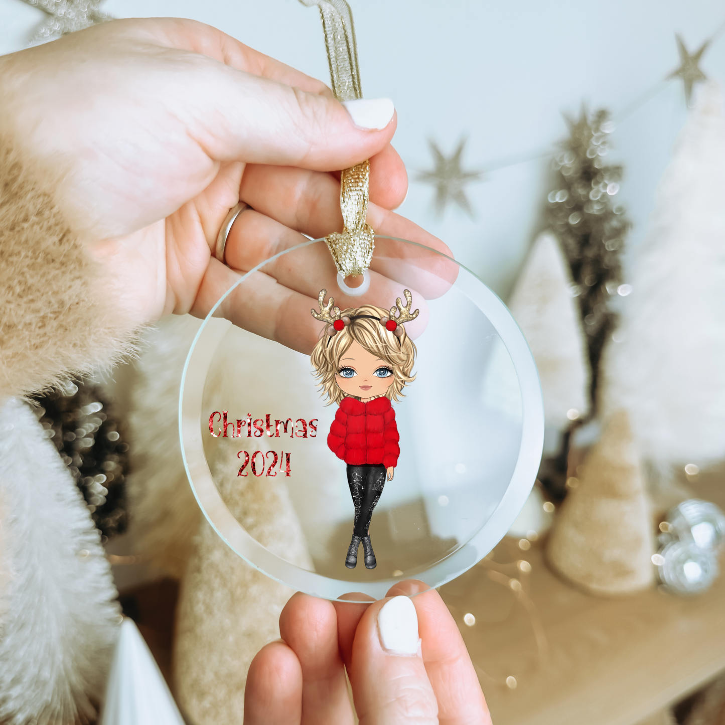 Christmas Girl in Red with Gift