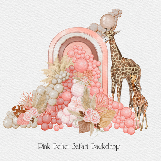 Pink Boho Safari Backdrop Clipart