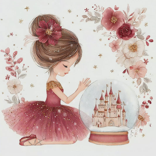 burgundy and gold ballerina snowglobe