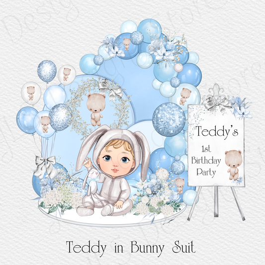 Teddy In Bunny Suit & Bonus Backdrop Clipart