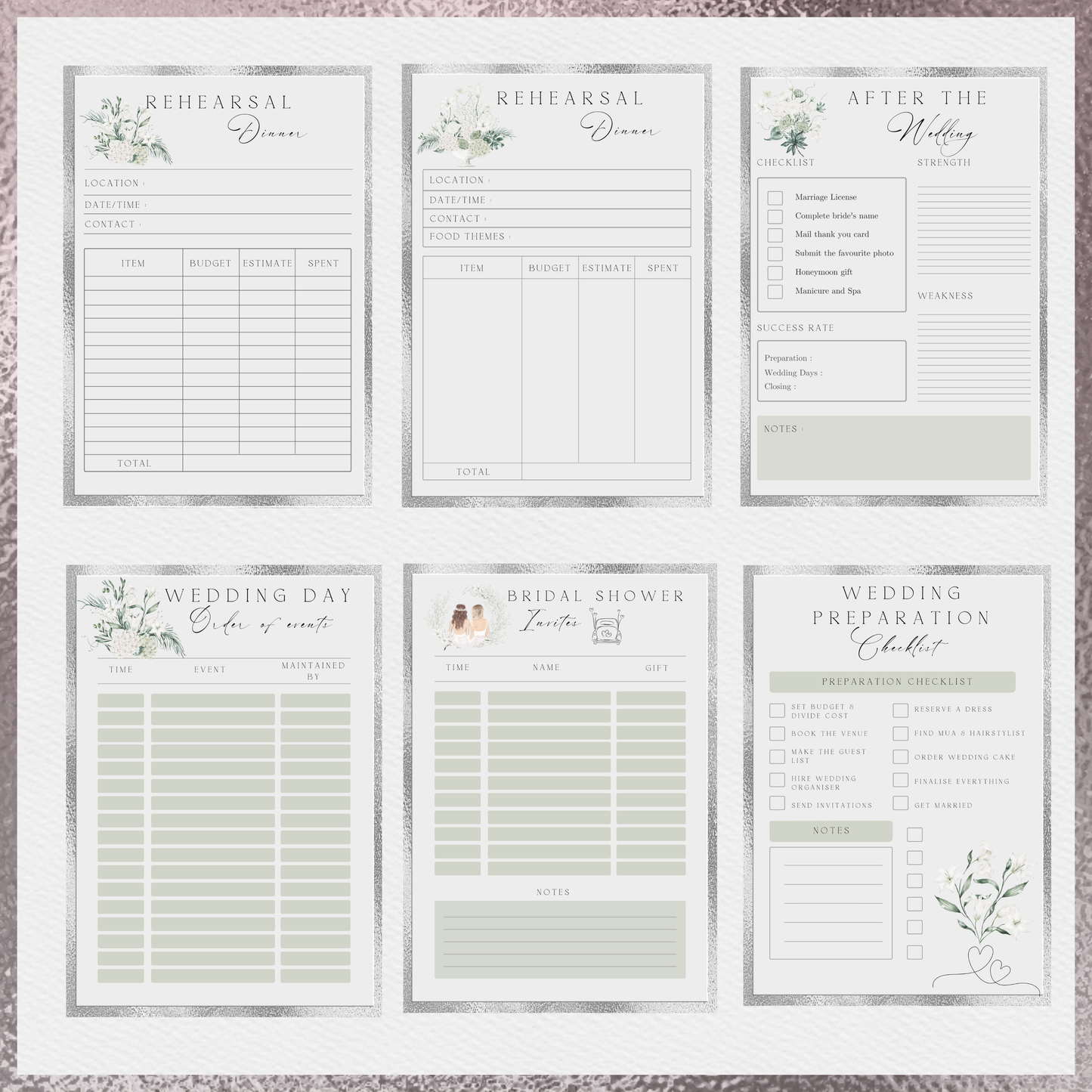 Editable Wedding Planner Pages Print version