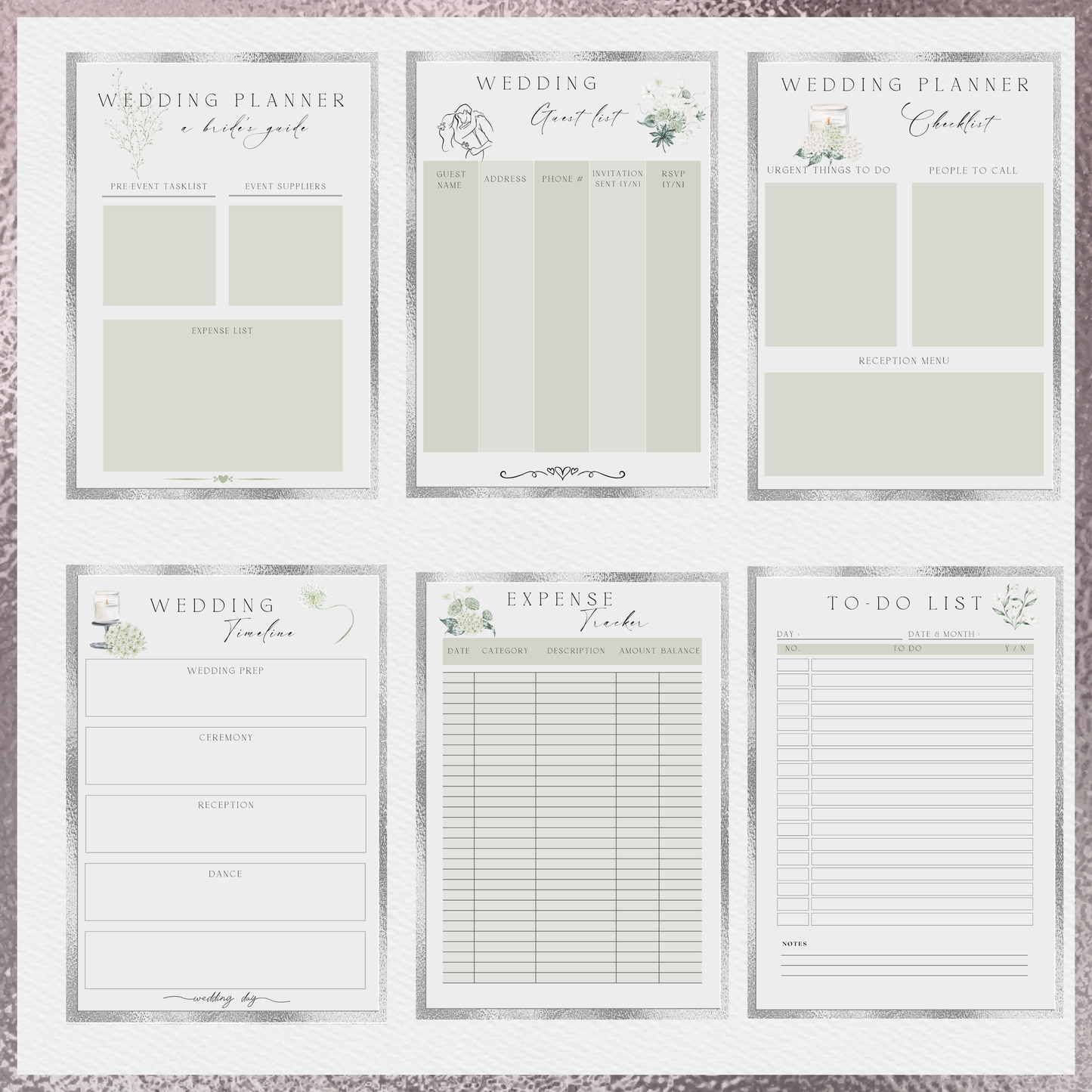 Editable Wedding Planner Pages Print version