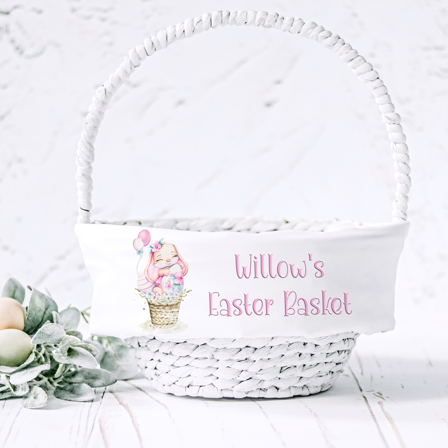 Bunny In Basket Pink