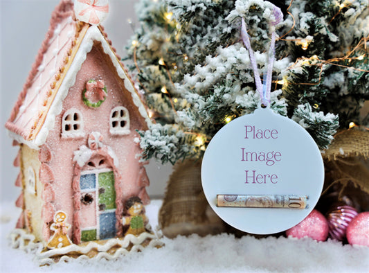 Christmas Pink Gingerbread House Money Holder Mockup