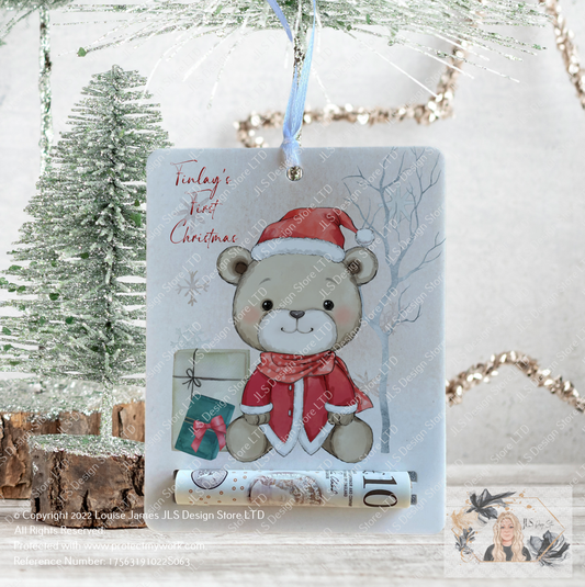 Christmas Money Holder Teddy in Red and White